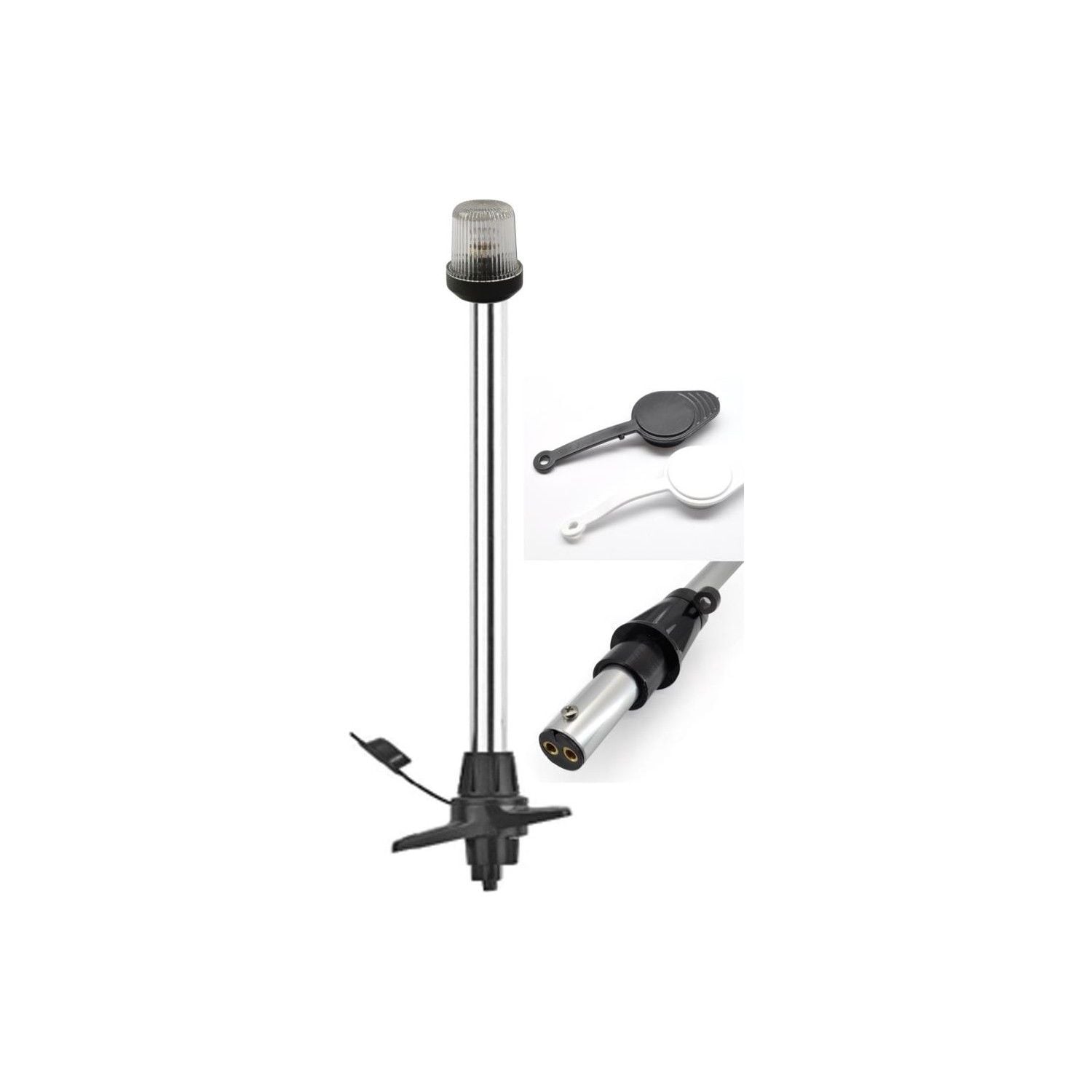 IŞIKLI BAYRAK DİREĞİ SOKETLİ led 12v,SİYAH 60cm