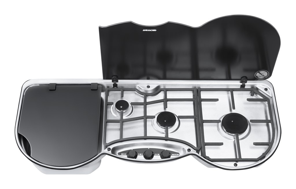 Thetford 353 Serisi Ayrık Camlı Kombinasyonlu Üç Gözlü Ocak - 980 * 160 * 410mm