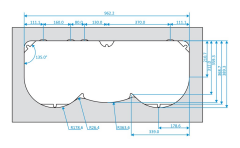 Thetford 353 Serisi Ayrık Camlı Kombinasyonlu Üç Gözlü Ocak - 980 * 160 * 410mm