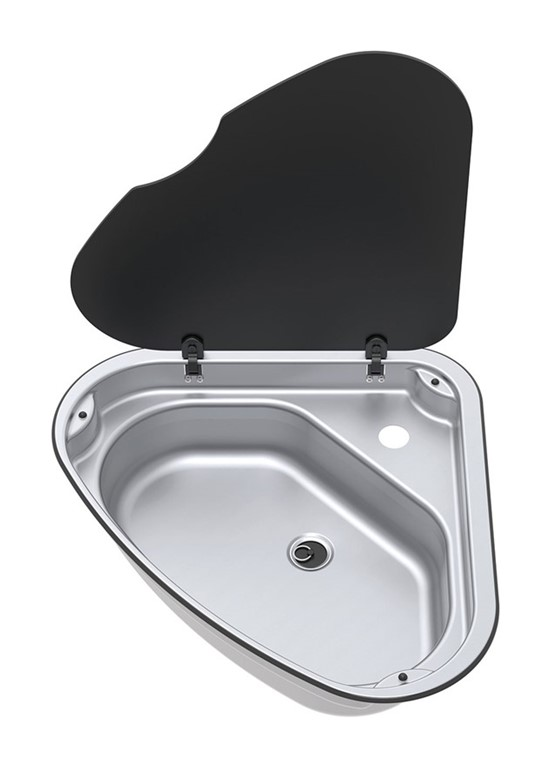 Thetford Köşe Eviye 33  Cam Kapak Sağa Açılır - 480 *140 * 480mm