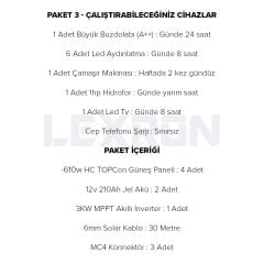 3kW TOPCON PAKET SİSTEM 1 BAĞ EVİ SOLAR PANEL PAKET (PAKET 3)