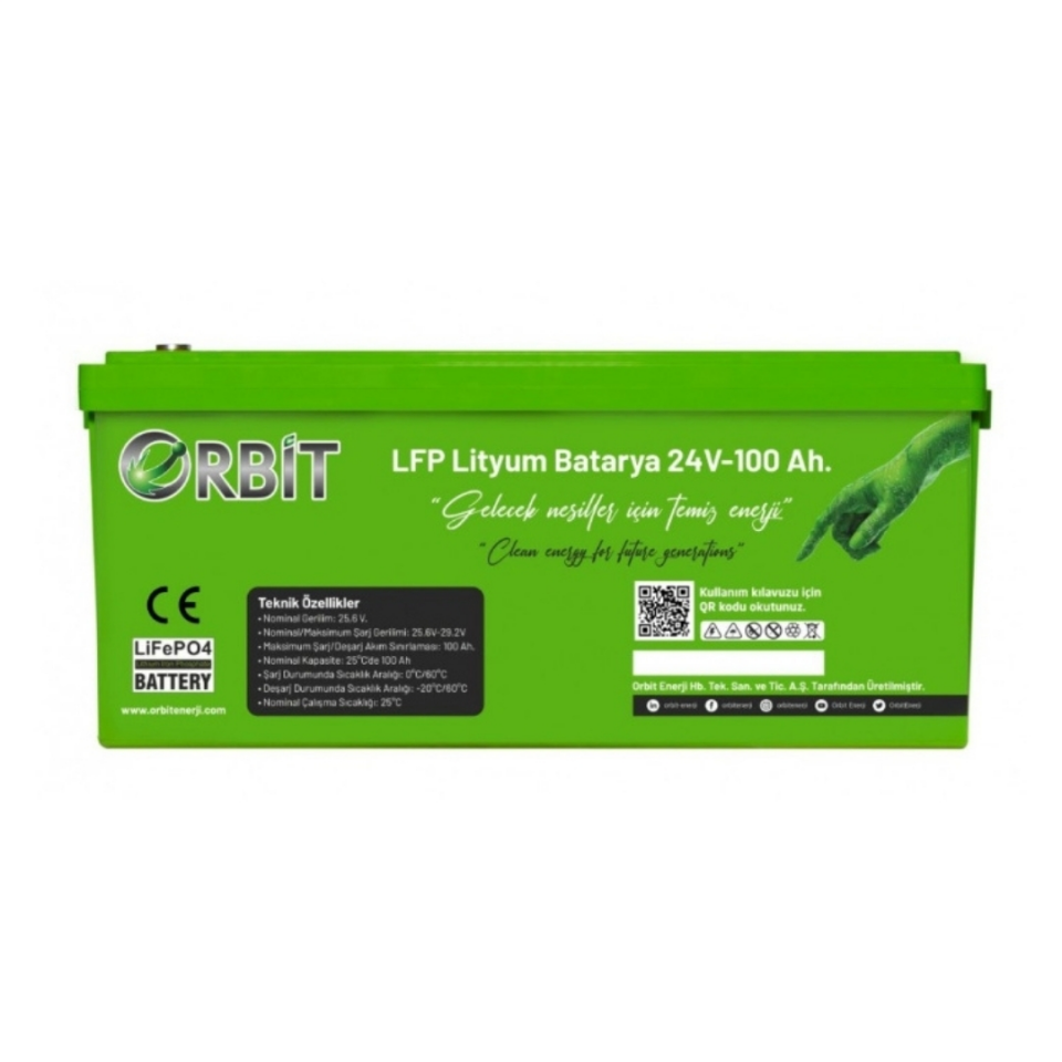 Orbit 24 V 100 Ah LiFePO4 Akü – ABS Kasa